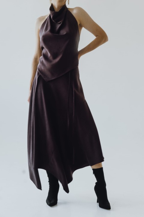 asymetryczny brazowy top