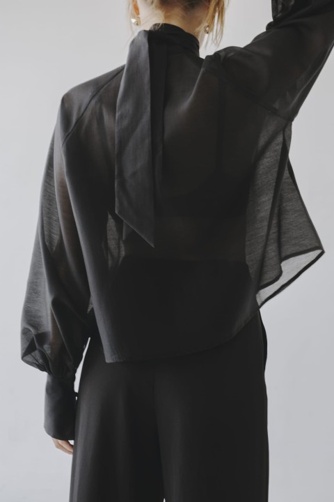 czarna transparentna koszula damska