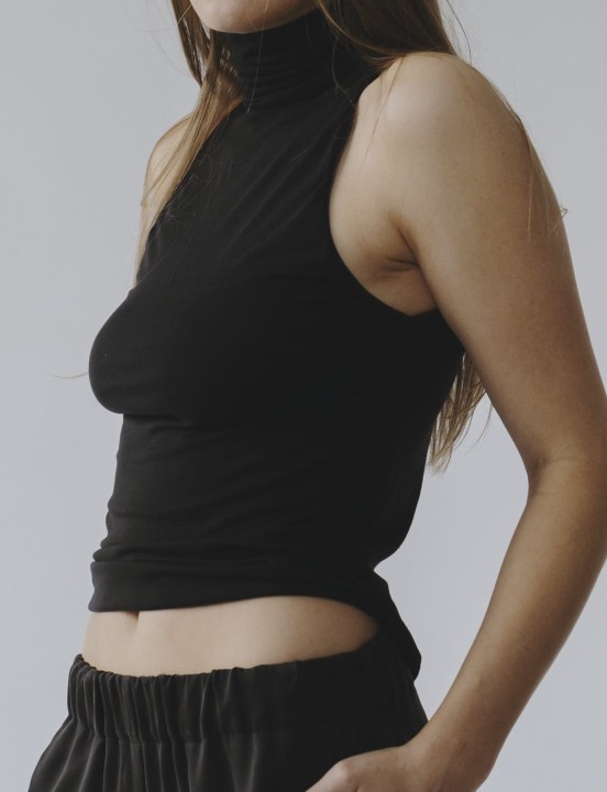 dzianinowy top z golfem