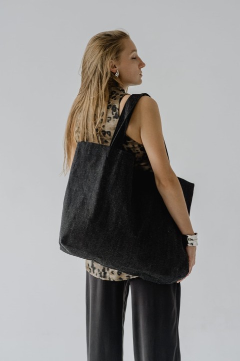 czarna bawelniana torba shopper