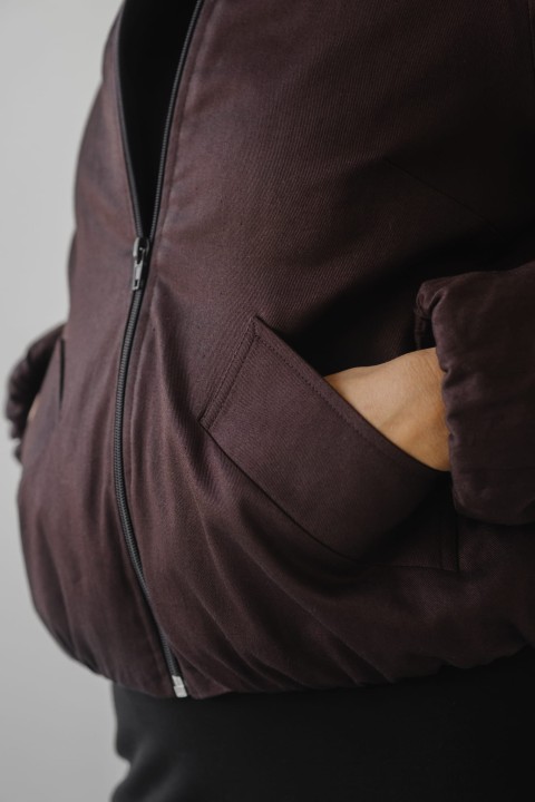 damska kurtka krotka brazowa