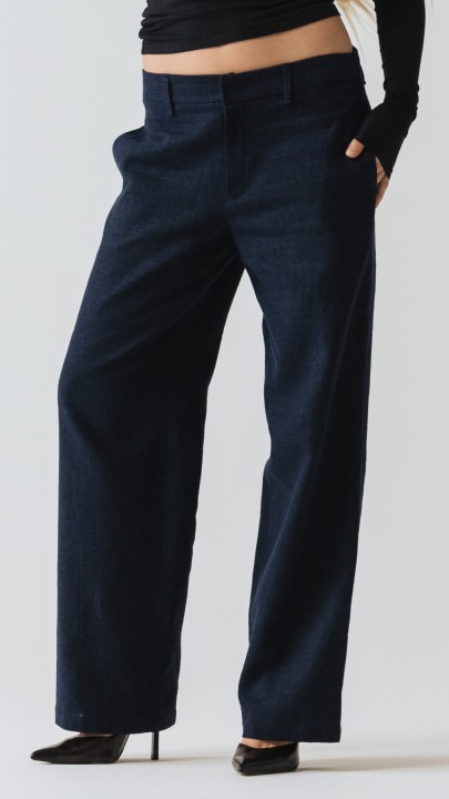 lniane spodnie z prosta nogawka