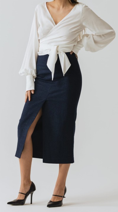 olowkowa lniana spodnica