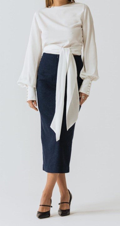 kopertowa biala koszula z wiazaniem