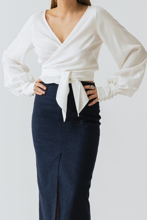 kopertowa bluzka z wiazaniem