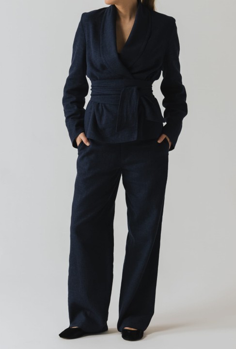 marynarka granatowa wiazana