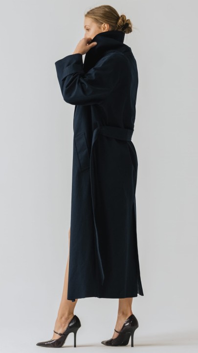 wiosenny trencz damski z kolnierzem szalowym