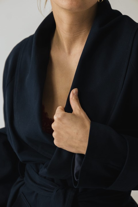 trencz wiosenny z kolnierzem szalowym bawelniany