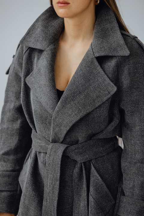 lniany trencz grafitowy