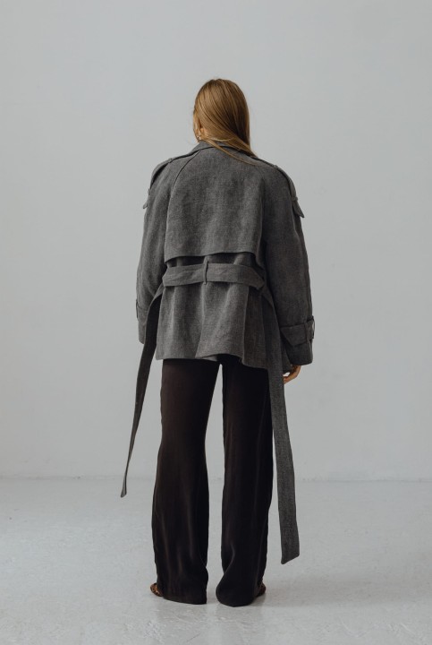 wiazany plaszcz lniany