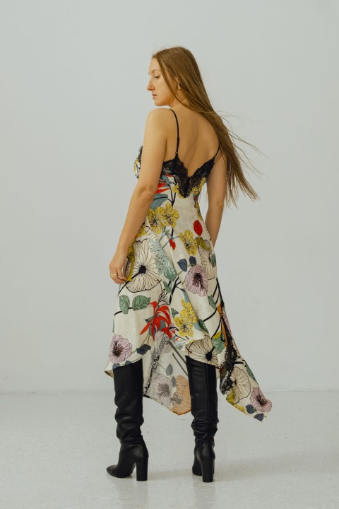 sukienka slip on midi w kwiaty