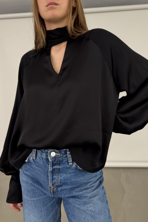 luzna czarna koszula z wiskozy