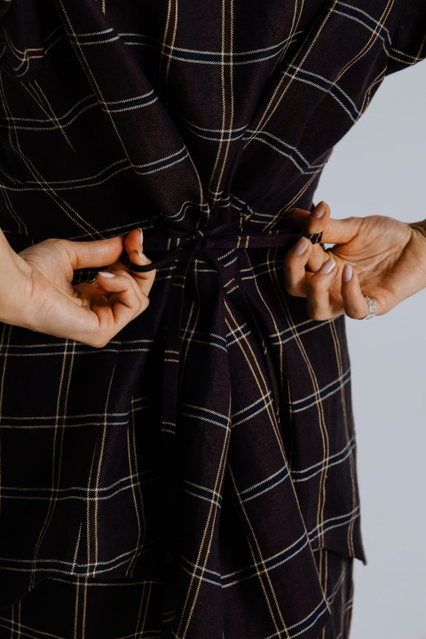 koszula w krate z ozdobnym wiazaniem