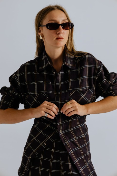 koszula w kratke z lnem