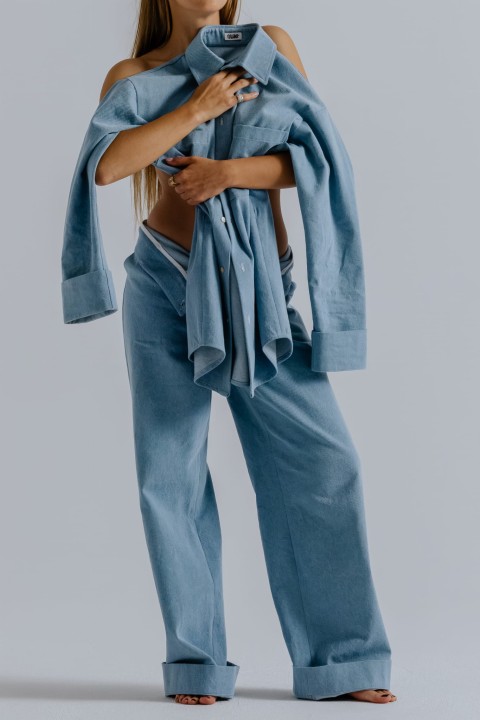 spodnie z wysokim mankietem denim