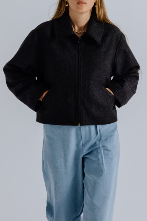 szara welniania kurtka damska