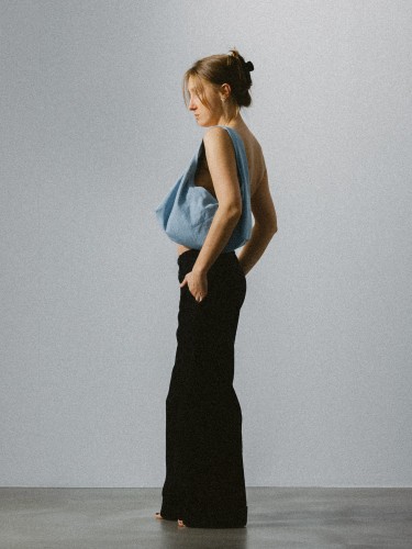 jeansowa mala torba na ramie worek boho